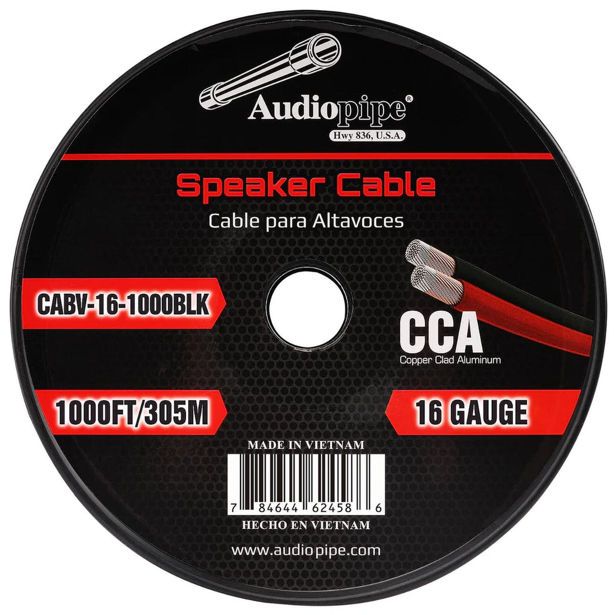 Audiopipe CCA Speaker Wire 16 Gauge 1000 Foot Roll – Red/Black
