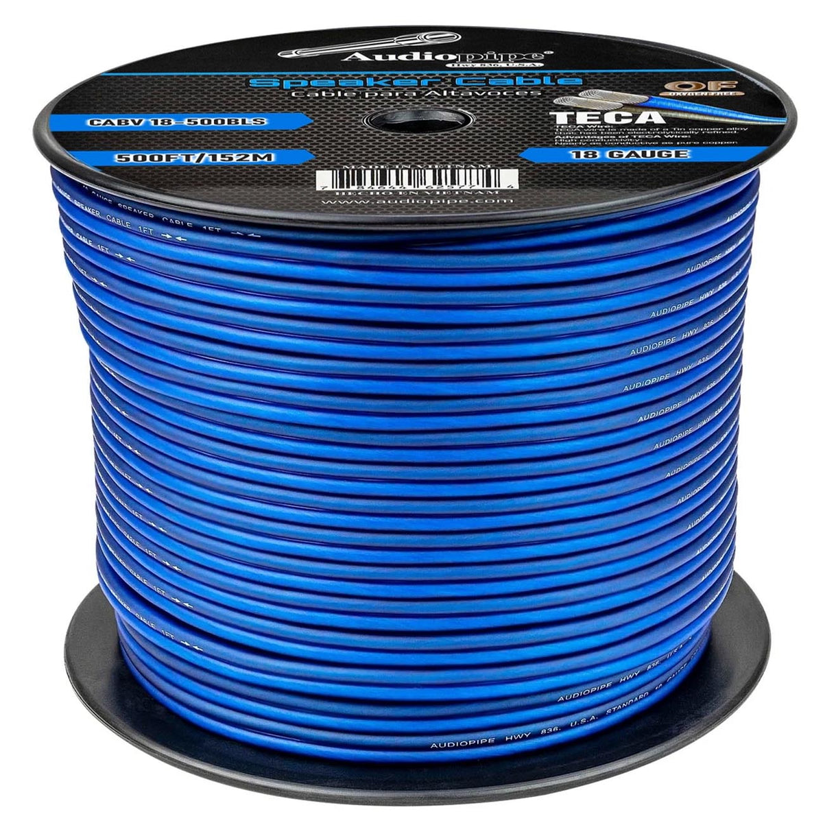Audiopipe CCA Speaker Wire 18 Gauge 500 Foot Roll – BLUE/SILVER