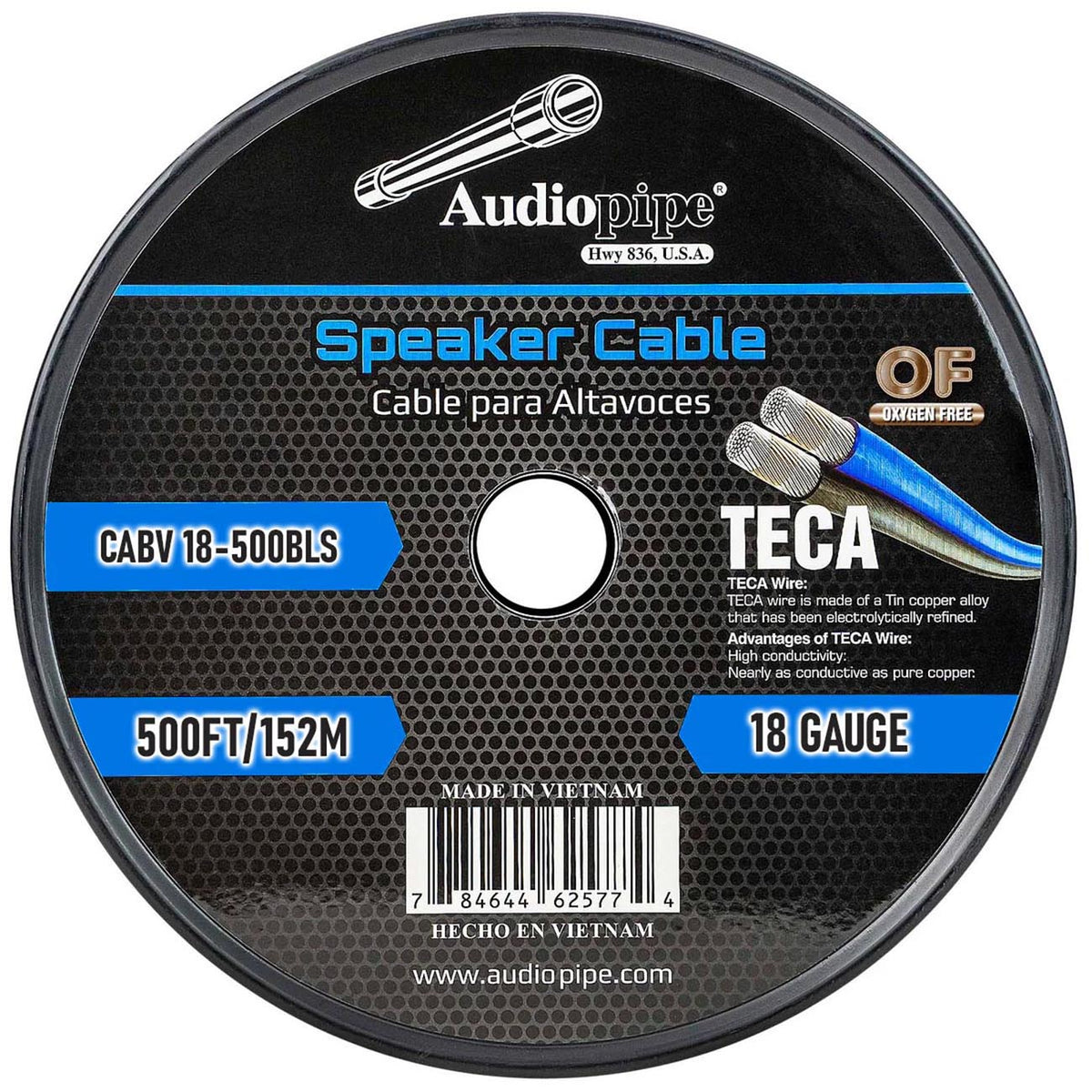 Audiopipe CCA Speaker Wire 18 Gauge 500 Foot Roll – BLUE/SILVER