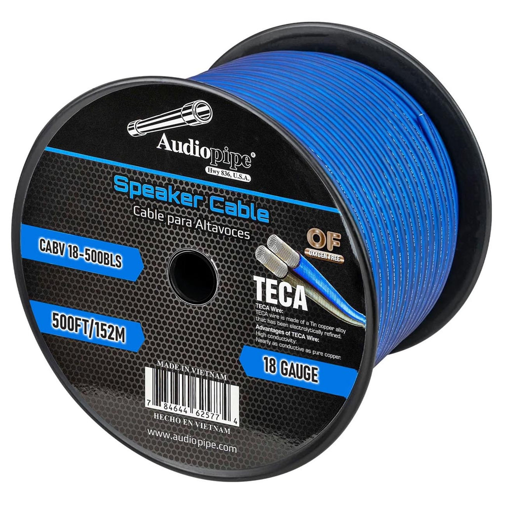 Audiopipe CCA Speaker Wire 18 Gauge 500 Foot Roll – BLUE/SILVER