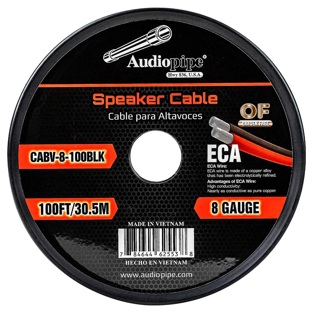 Audiopipe CCA Speaker Wire 8 Gauge 100 Foot Roll – Red/Black