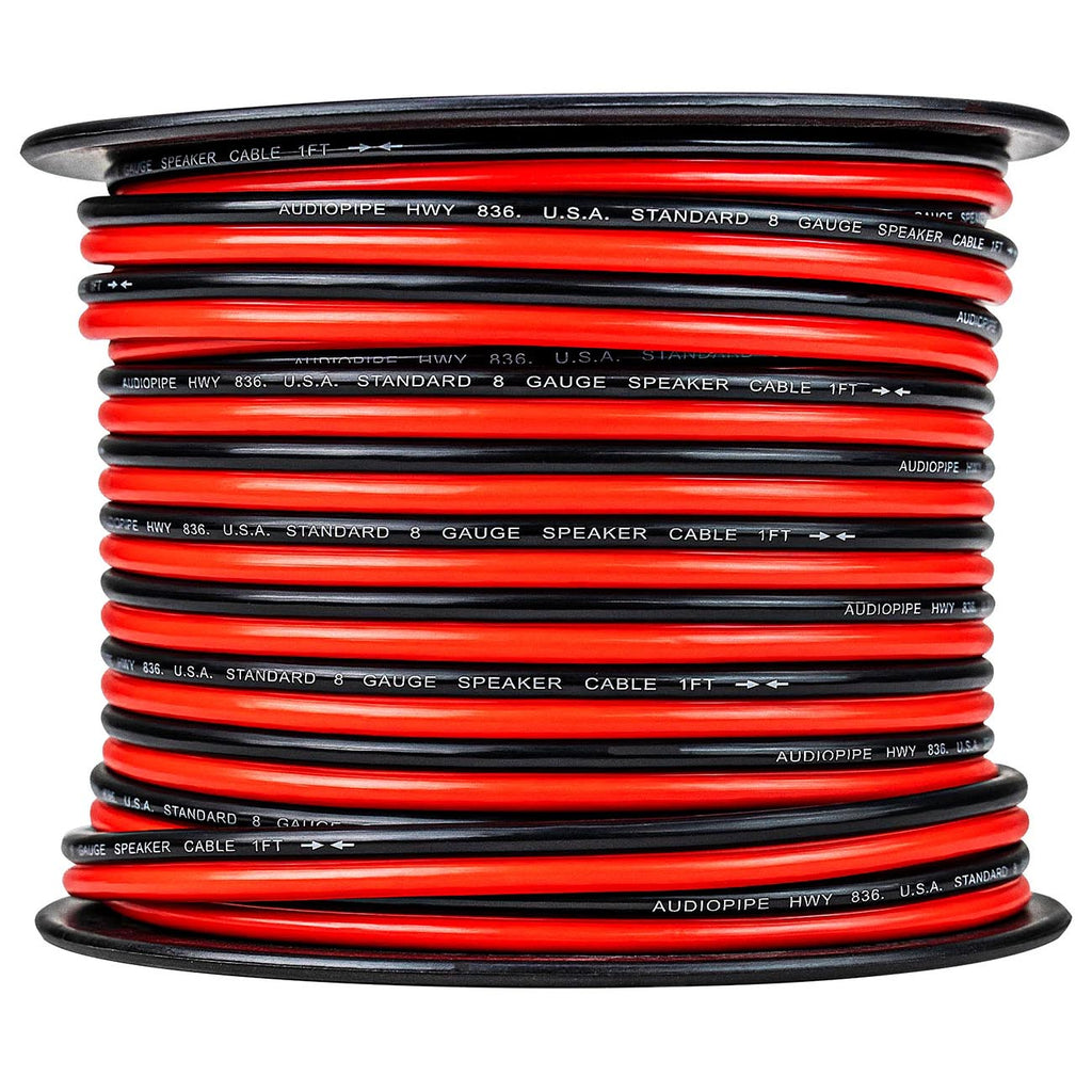 Audiopipe CCA Speaker Wire 8 Gauge 100 Foot Roll – Red/Black