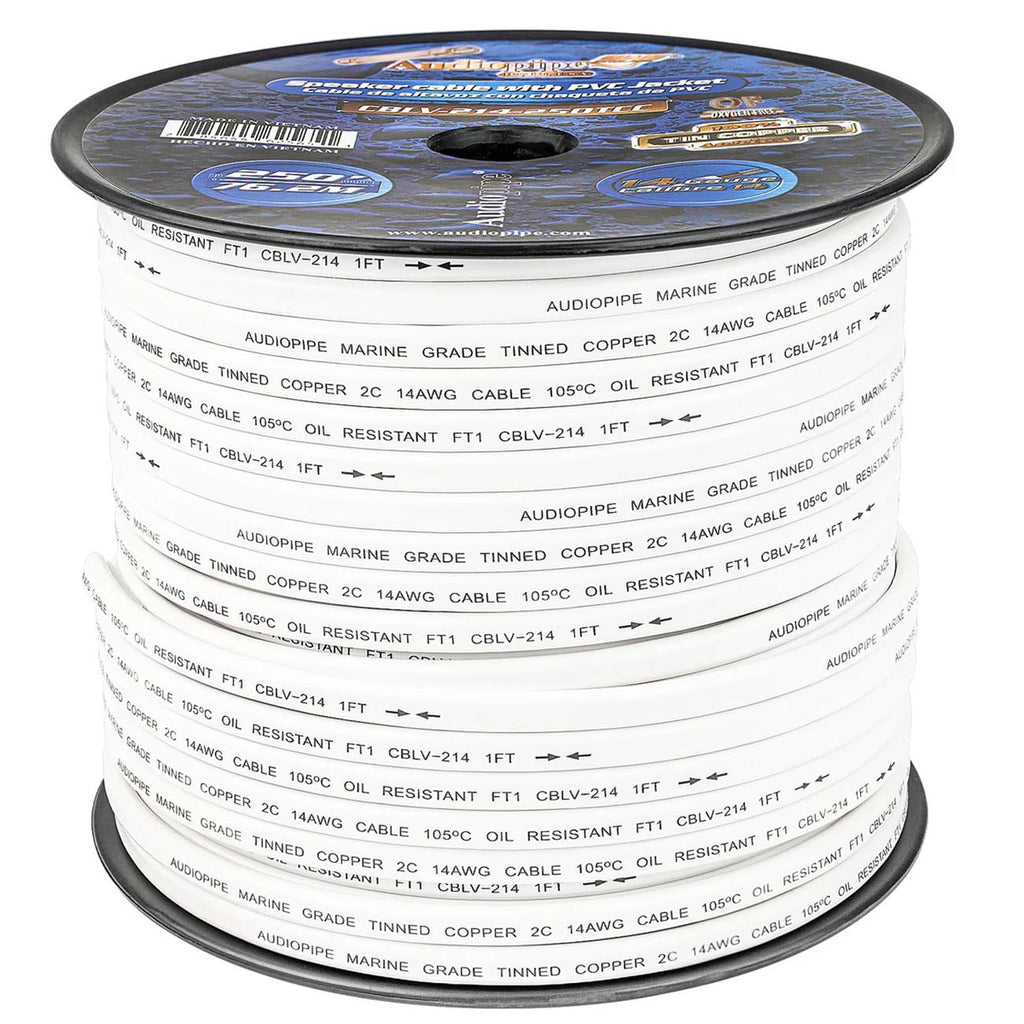 Audiopipe 14 Gauge 100% Copper Tinned OFC Marine 250 FT Speaker Cable with PVC Jacket