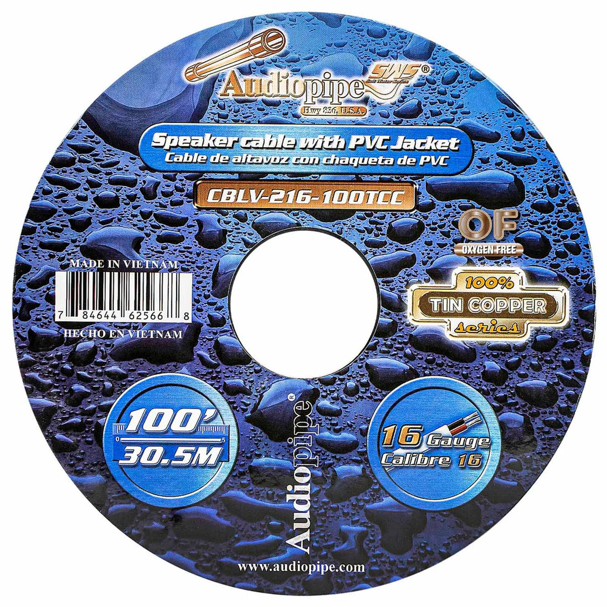 Audiopipe 16 Gauge 100% Copper Tinned OFC Marine 100 FT Speaker Cable with PVC Jacket