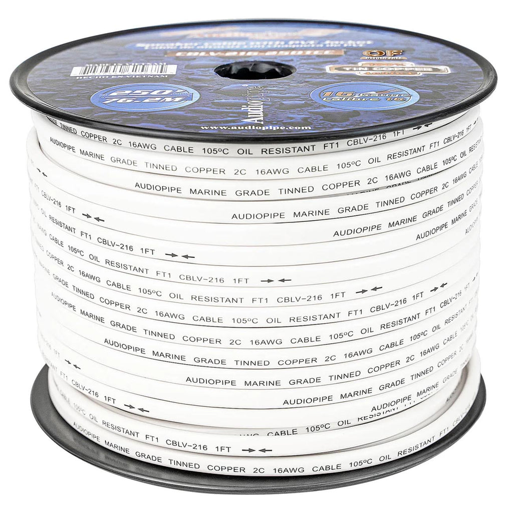 Audiopipe 16 Gauge 100% Copper Tinned OFC Marine 250 FT Speaker Cable with PVC Jacket