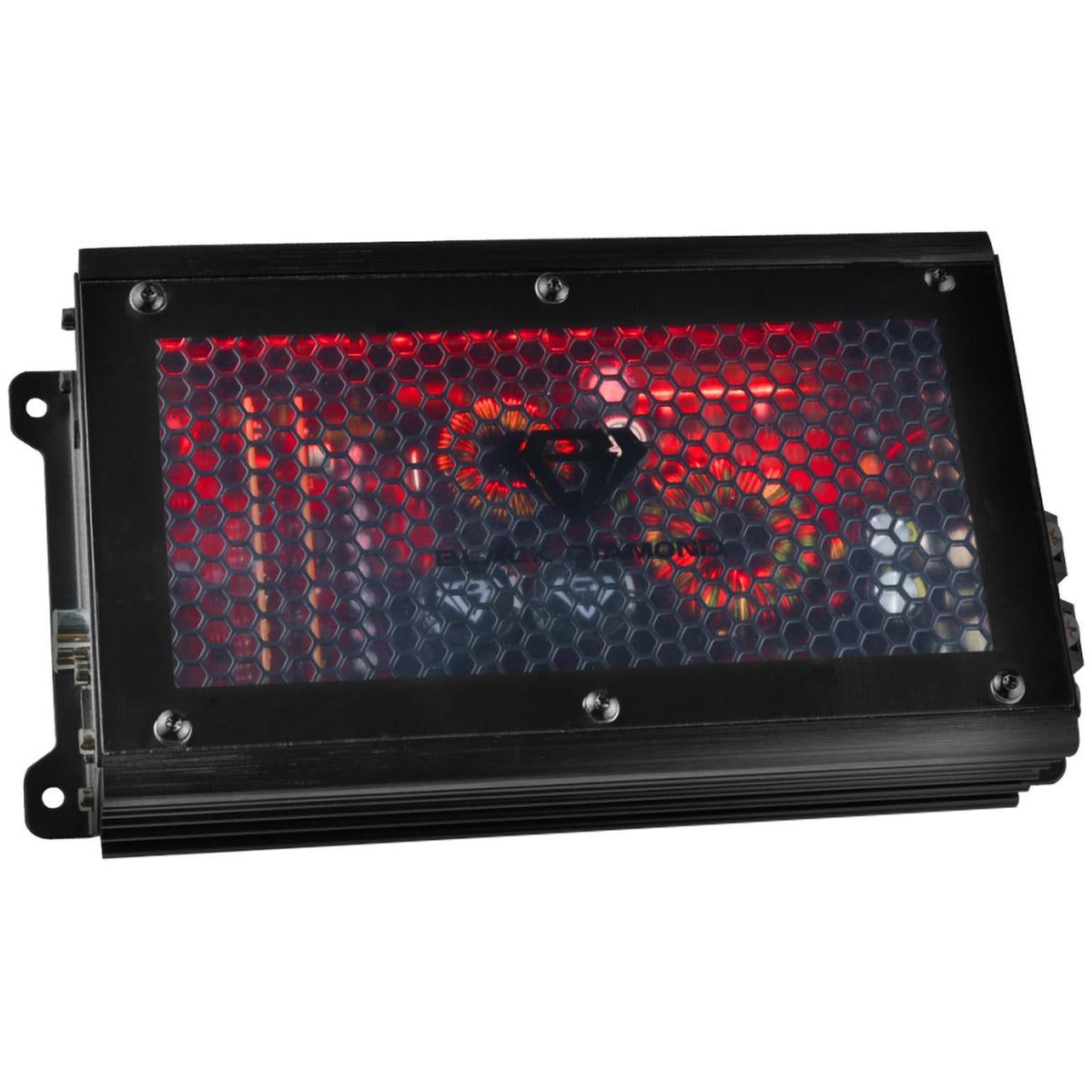 Black Diamond 4 Channel Amplifier, 2000W Max with Acrylic Window with Red LED Lighting