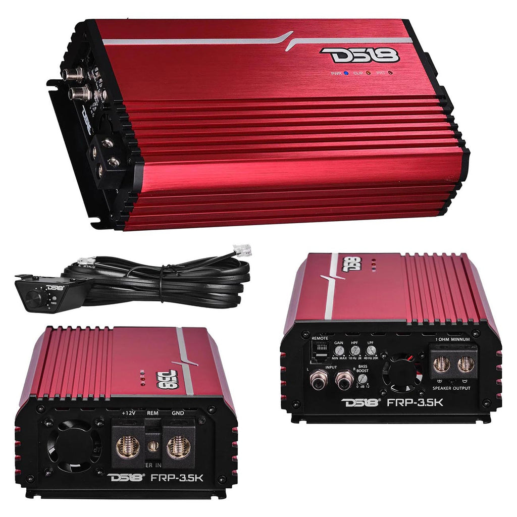 DS18 FRP Compact Monoblock Amplifier, 3500W RMS (Red)