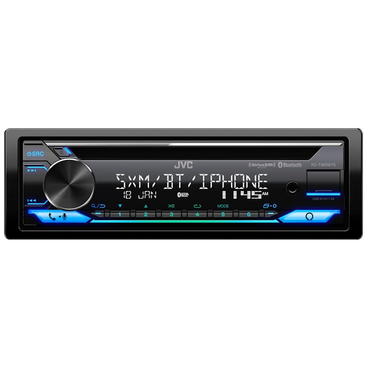 JVC Single DIN Detachable Face CD Receiver with Bluetooth & Amazon Alexa