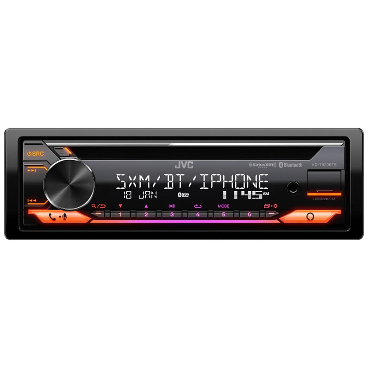 JVC Single DIN Detachable Face CD Receiver with Bluetooth & Amazon Alexa