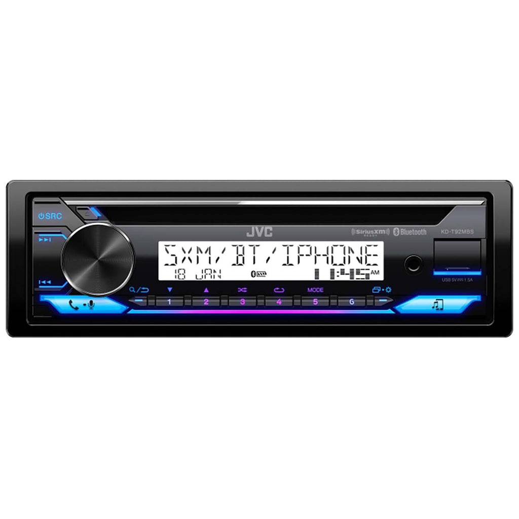JVC MARINE Single DIN Detachable Face CD/MP3 Receiver with Bluetooth, USB Input & SiriusXM Ready*