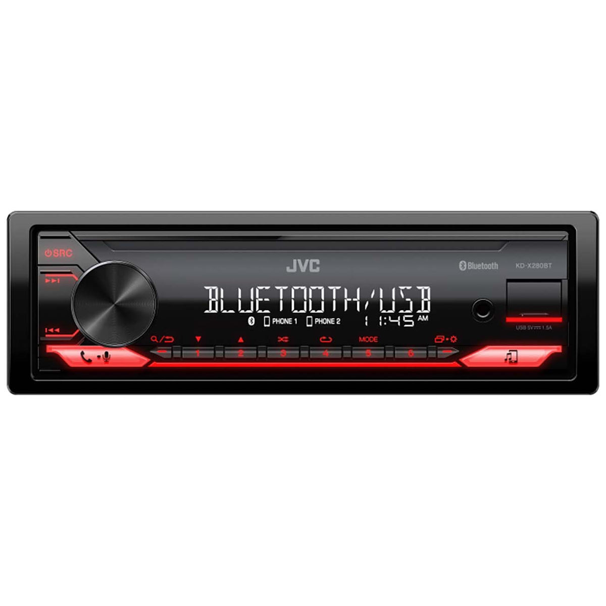 JVC Single DIN Detachable Face Mechless Digital Media Receiver with Bluetooth & USB Input