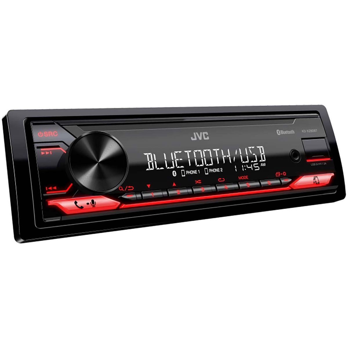 JVC Single DIN Detachable Face Mechless Digital Media Receiver with Bluetooth & USB Input