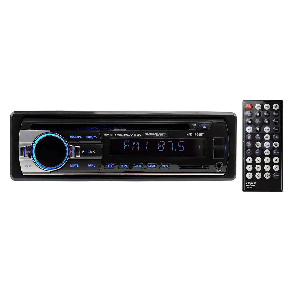 AudioDrift Fixed Face Single Din CD Receiver with Bluetooth, USB/SD Inputs & Remote