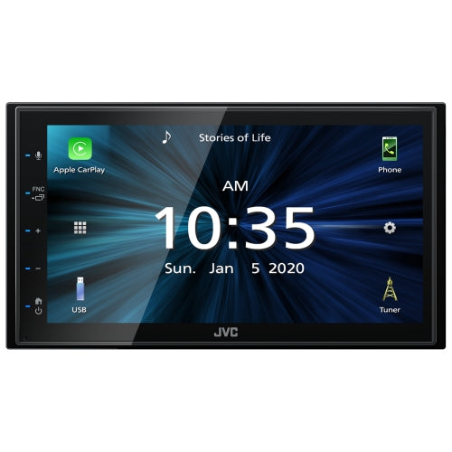 JVC Double DIN Fixed Face 6.8" MECHLESS with Bluetooth, Apple CarPlay, Android Auto & Sirius XM