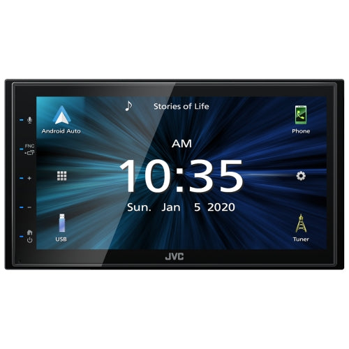 JVC Double DIN Fixed Face 6.8" MECHLESS with Bluetooth, Apple CarPlay, Android Auto & Sirius XM