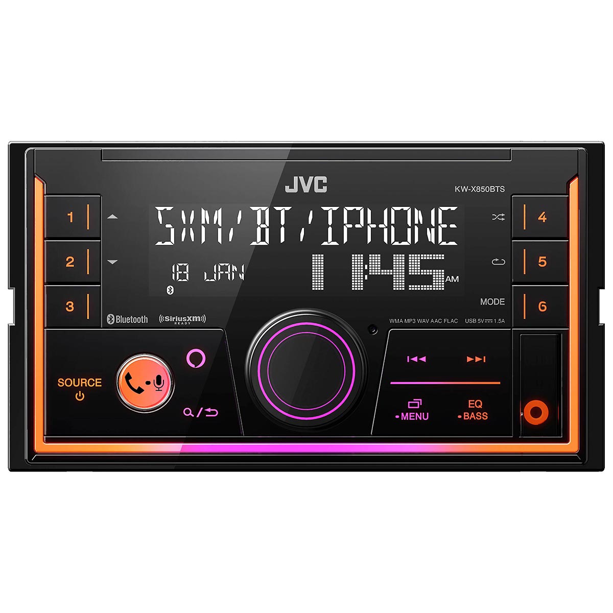 JVC Double DIN Mechless Digital Media Receiver with iPhone/Alexa Support, Bluetooth, USB Input and SiriusXM Ready