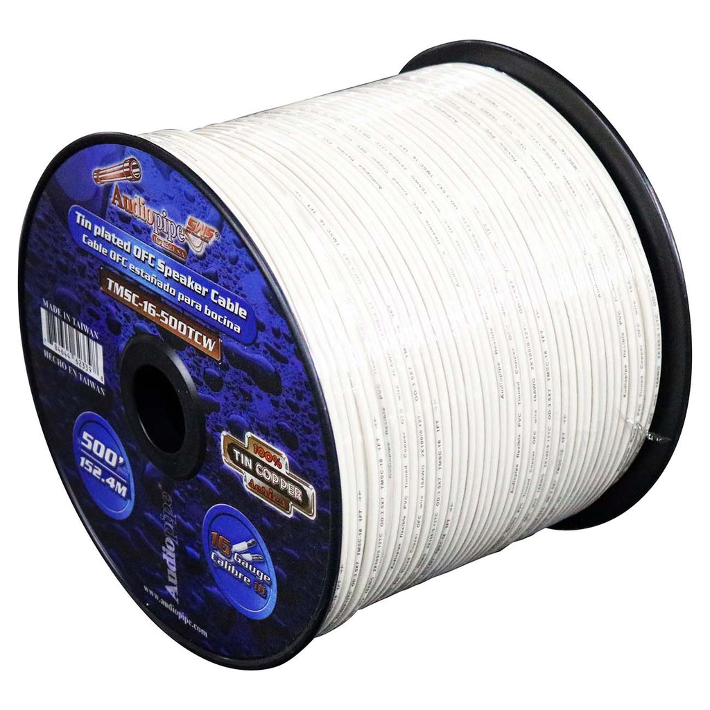 Audiopipe Marine Speaker Wire, 16 Gauge, 500 Foot Spool – White