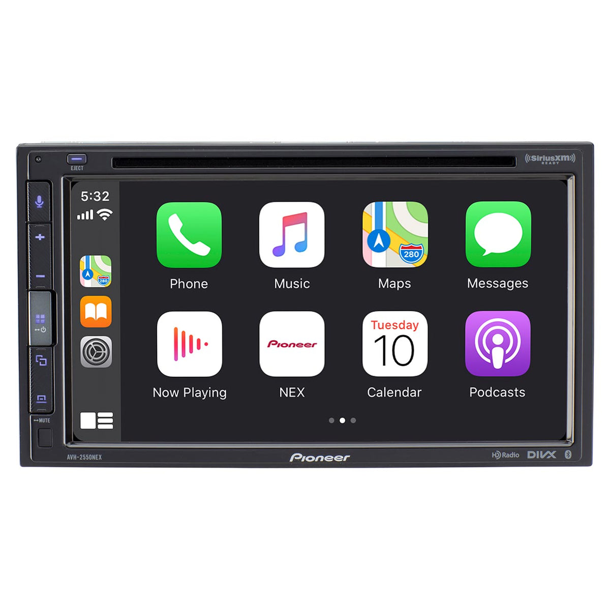 Pioneer Double DIN 6.8" Fixed Face CD/DVD player, Apple CarPlay®, Android Auto™, Pioneer Vozsis with Alexa, Bluetooth®, HD Radio, SiriusXM-Ready™