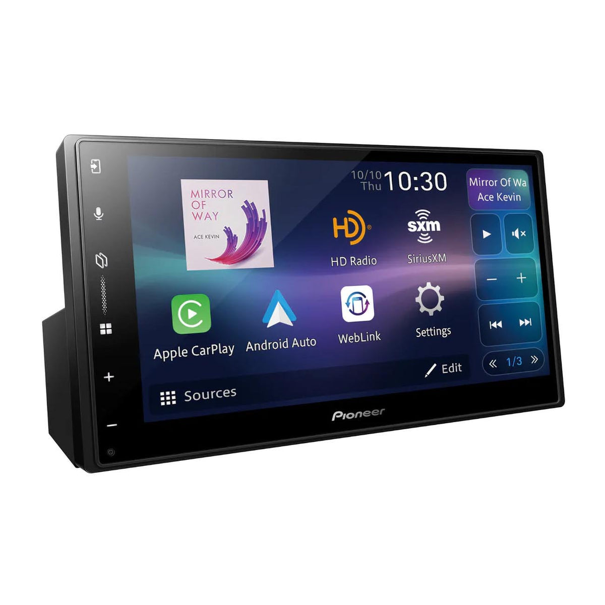 Pioneer Single DIN 6.8" Display Mechless Digital Media Receiver, Apple CarPlay®, Android Auto™, Amazon Alexa via Pioneer Vozsis, Bluetooth®