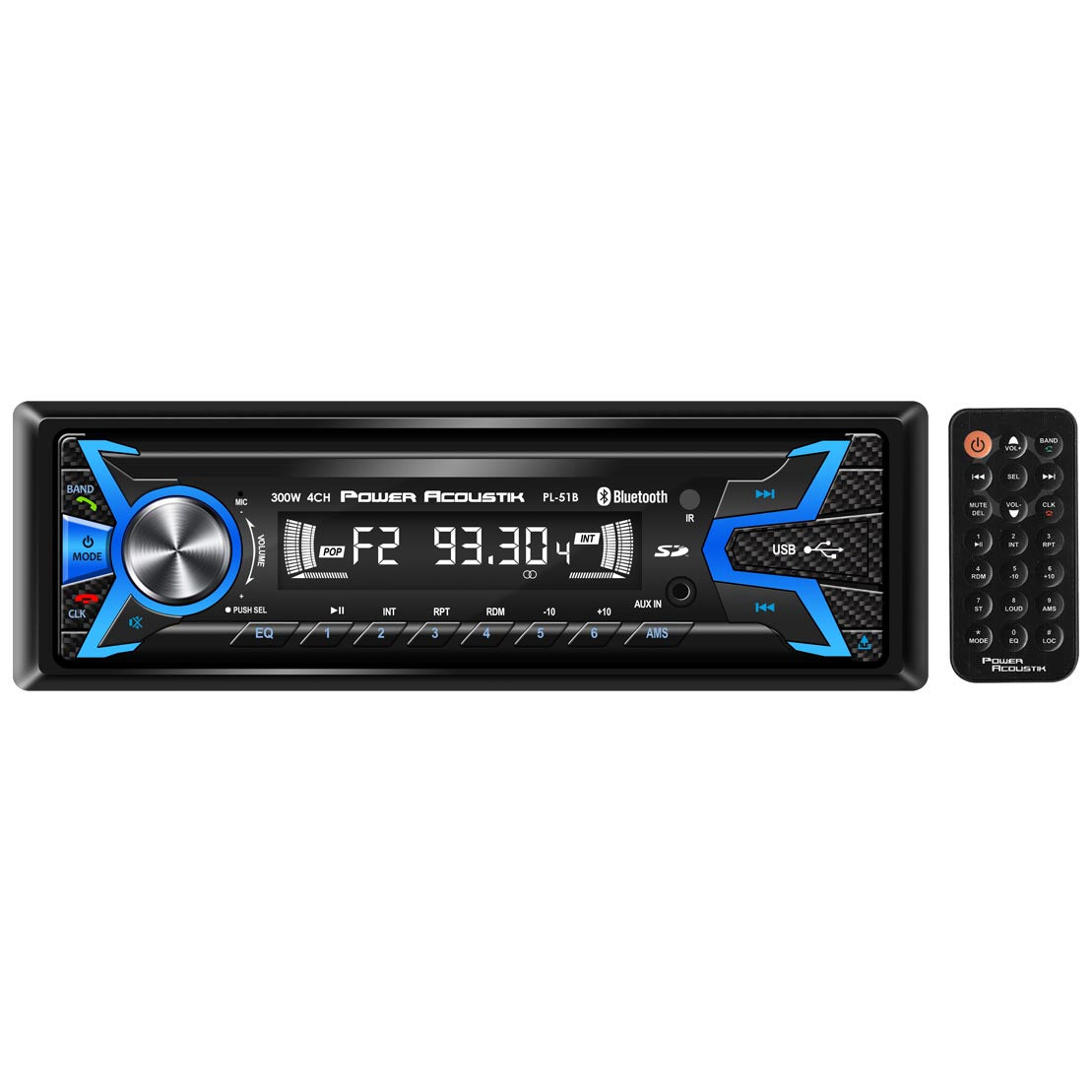 Power Acoustik Mechless Receiver with Bluetooth
