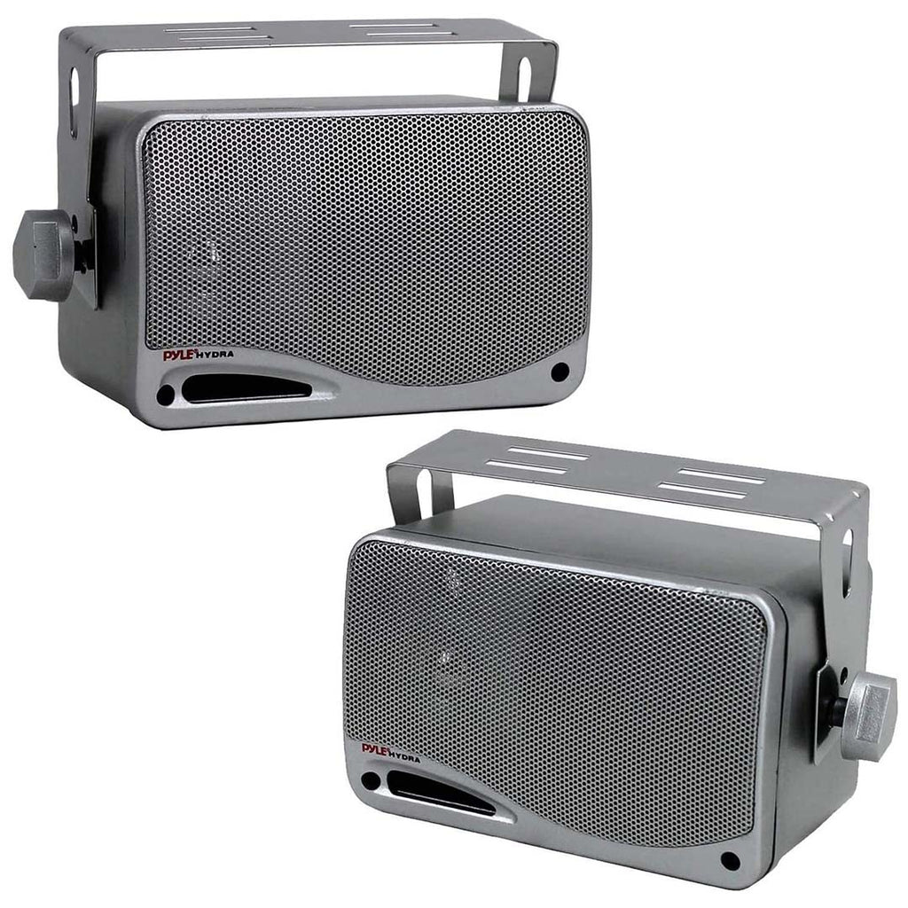 Pyle Marine 3-Way Box Speakers with 3.5" Woofer (Silver)