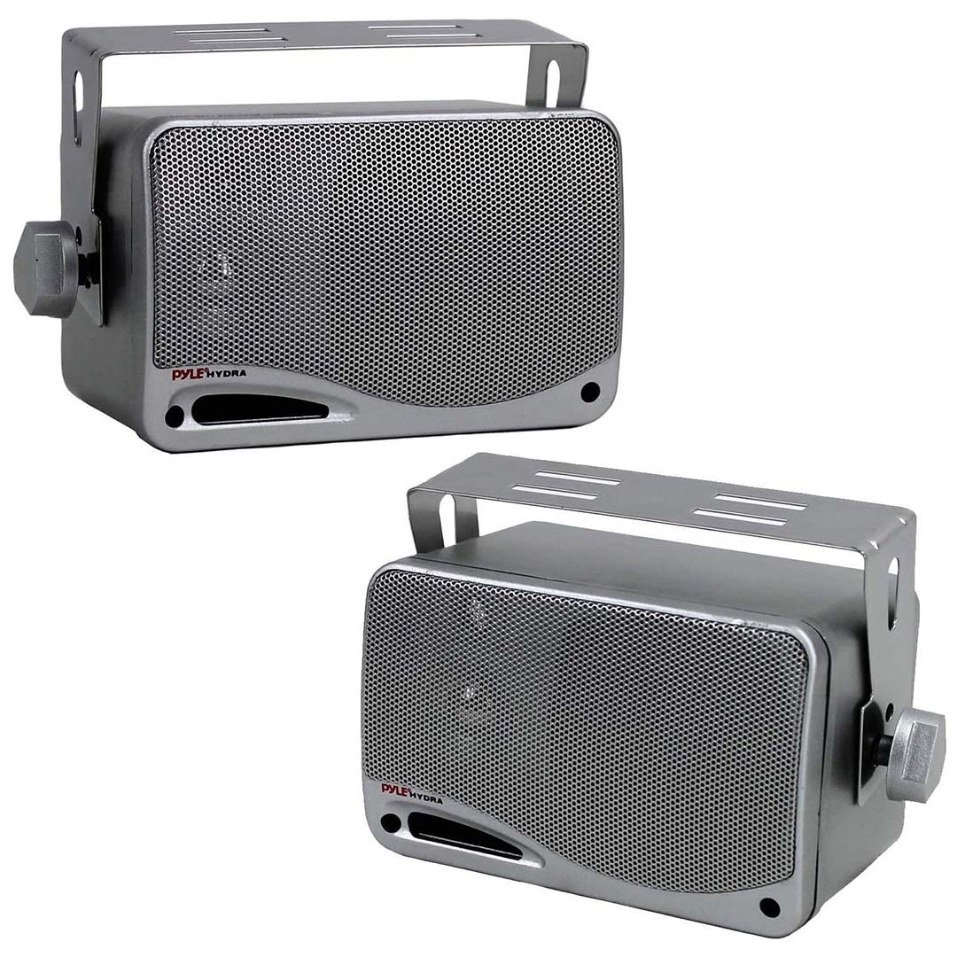 Pyle Marine 3-Way Box Speakers with 3.5" Woofer (Silver)
