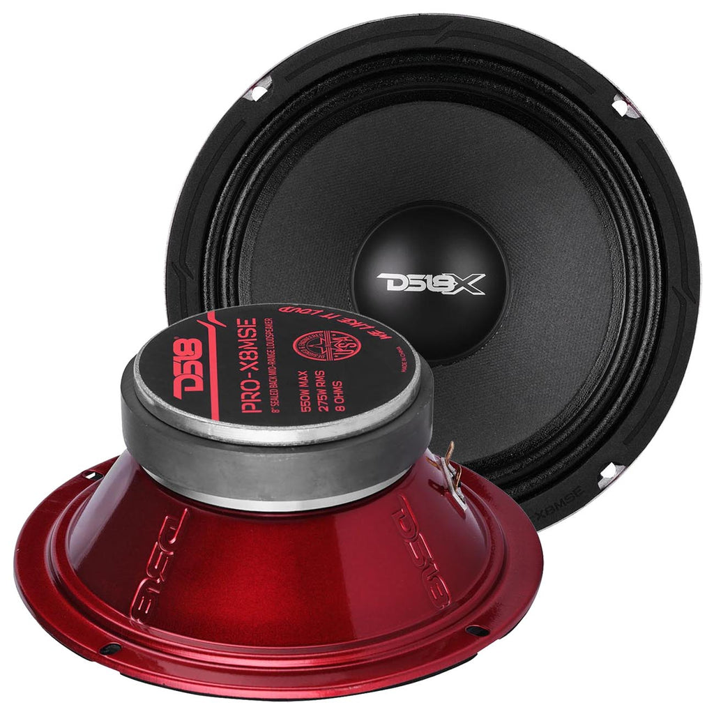 DS18 8" Sealed Basket Midrange Speaker, 275W RMS/550W Max, 8 Ohm (Sold Each)