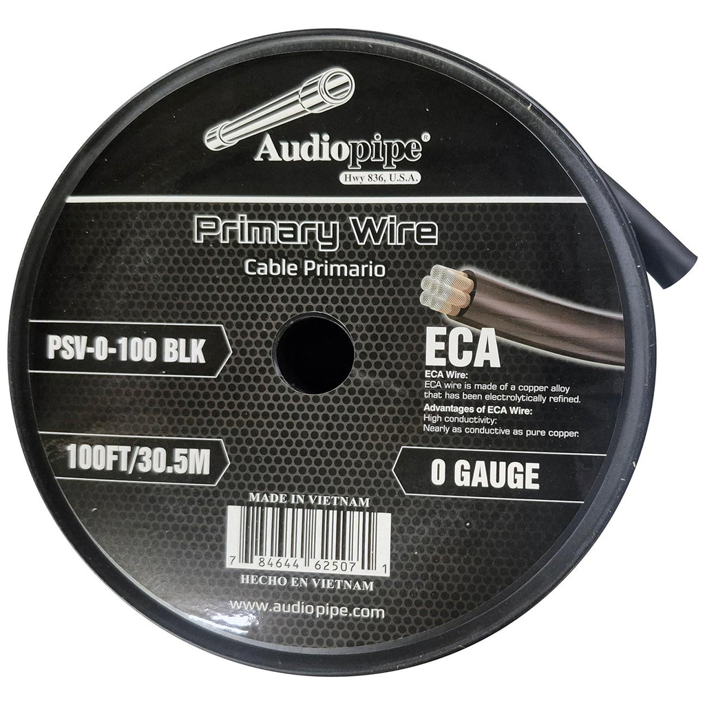 Audiopipe Flexible ECA Power Cable 0 Gauge 100 Foot – Black