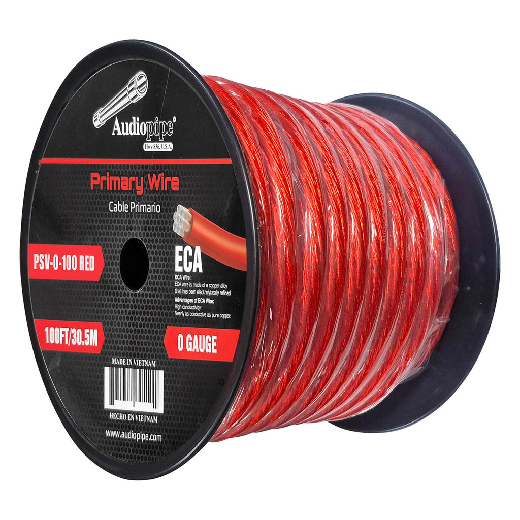 Audiopipe Flexible ECA Power Cable 0 Gauge 100 Foot – Red