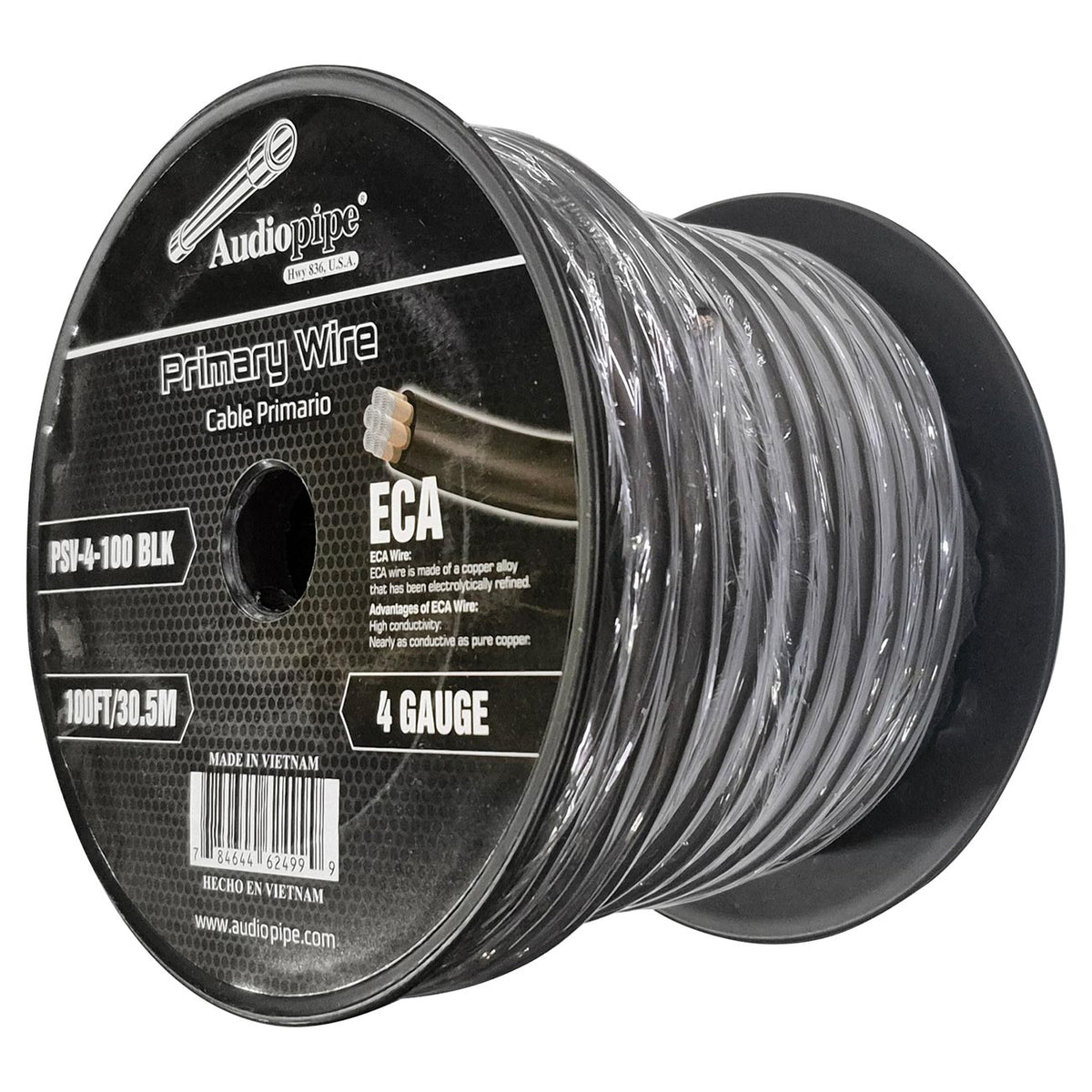 Audiopipe Flexible ECA Power Cable 4 Gauge 100 Foot – Black