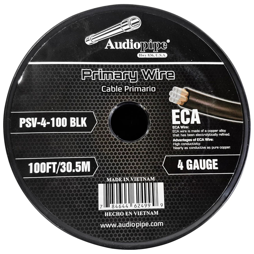 Audiopipe Flexible ECA Power Cable 4 Gauge 100 Foot – Black