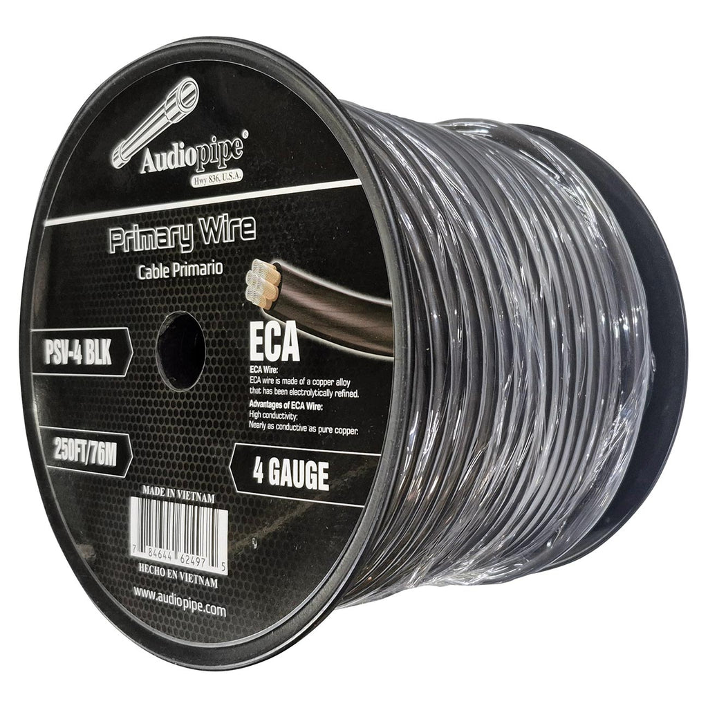 Audiopipe Flexible ECA Power Cable 4 Gauge 250 Foot – Black
