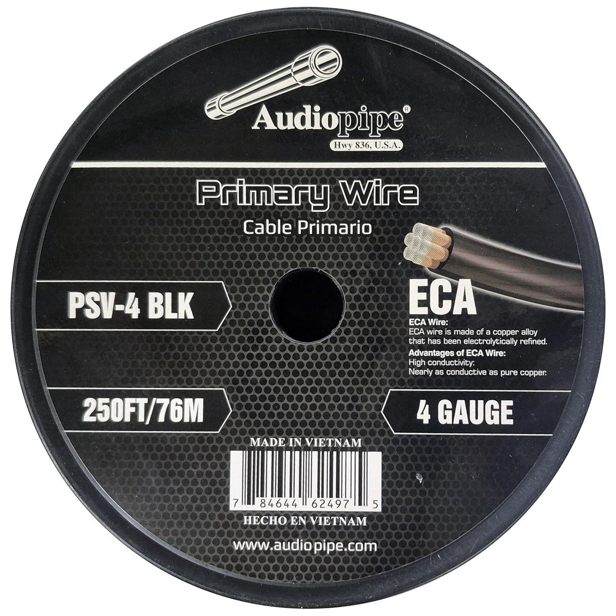 Audiopipe Flexible ECA Power Cable 4 Gauge 250 Foot – Black