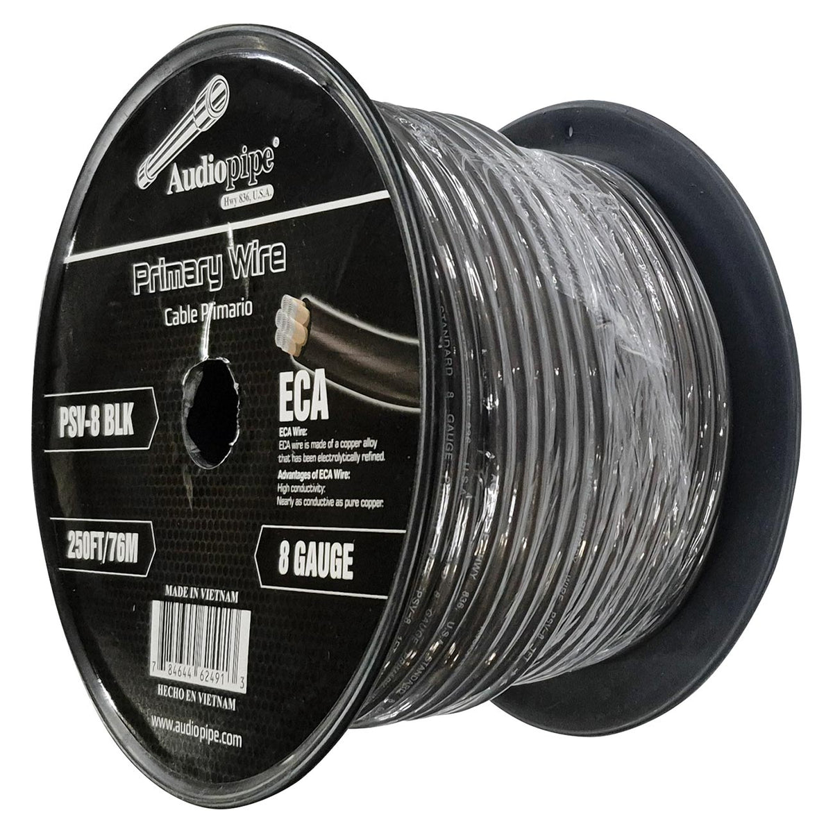 Audiopipe Flexible ECA Power Cable 8 Gauge 250 Foot – Black