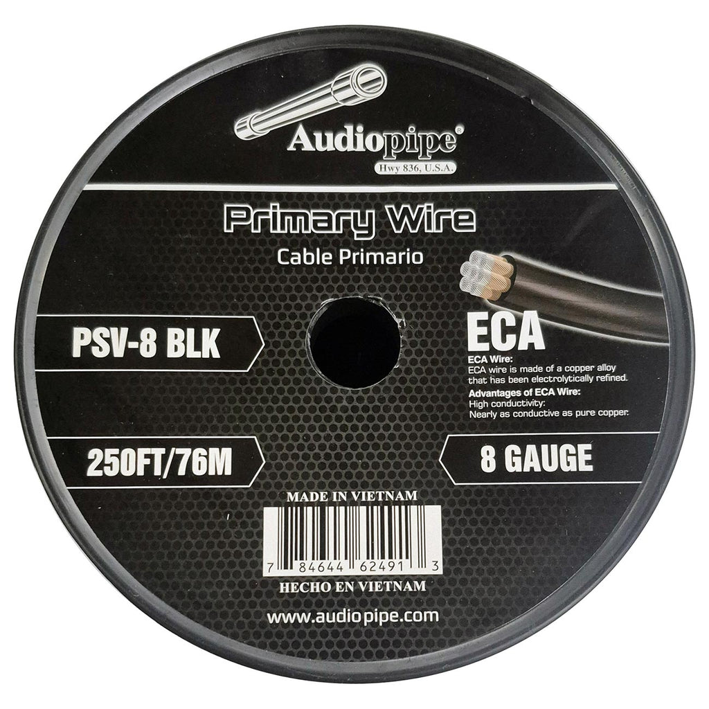 Audiopipe Flexible ECA Power Cable 8 Gauge 250 Foot – Black