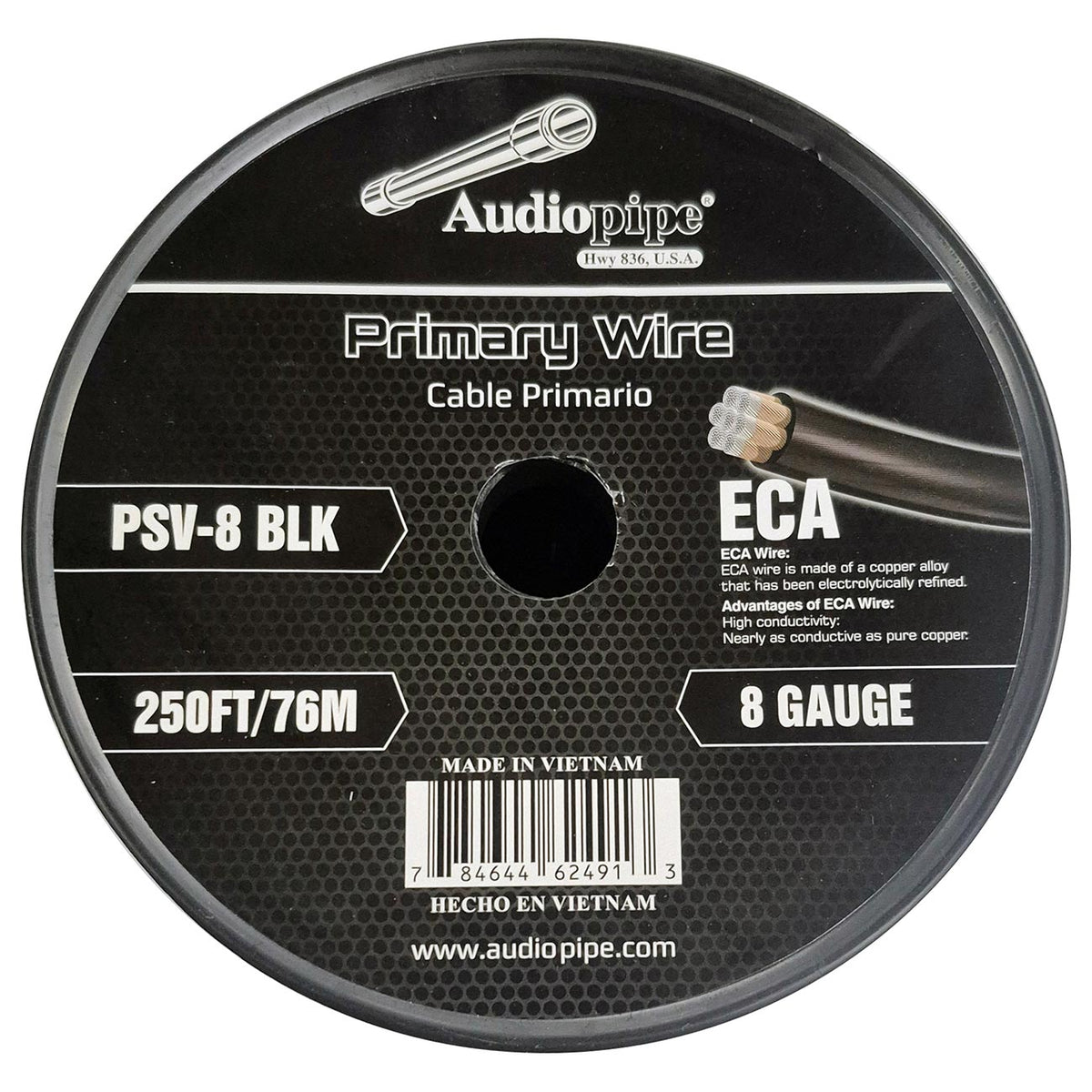 Audiopipe Flexible ECA Power Cable 8 Gauge 250 Foot – Black