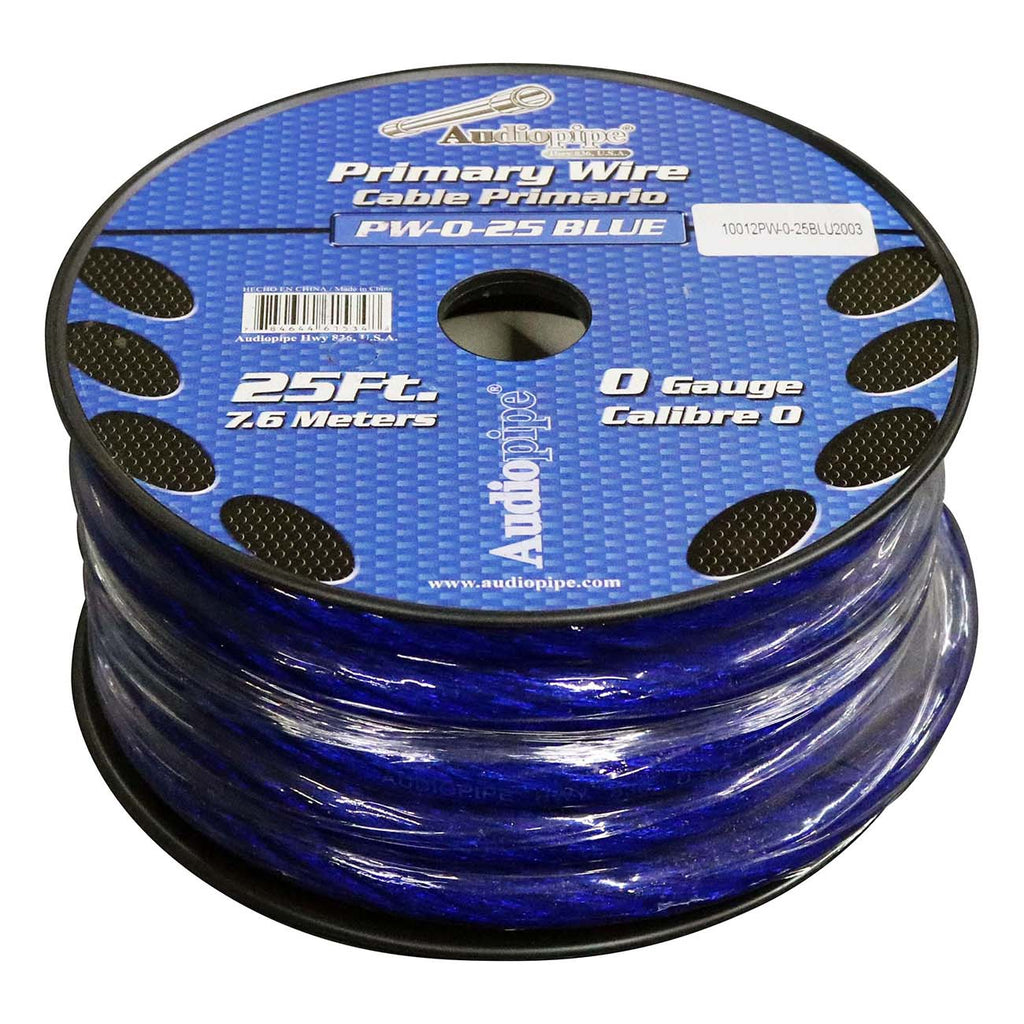 Audiopipe Power Cable 0-Gauge 25 Foot Spool – Blue