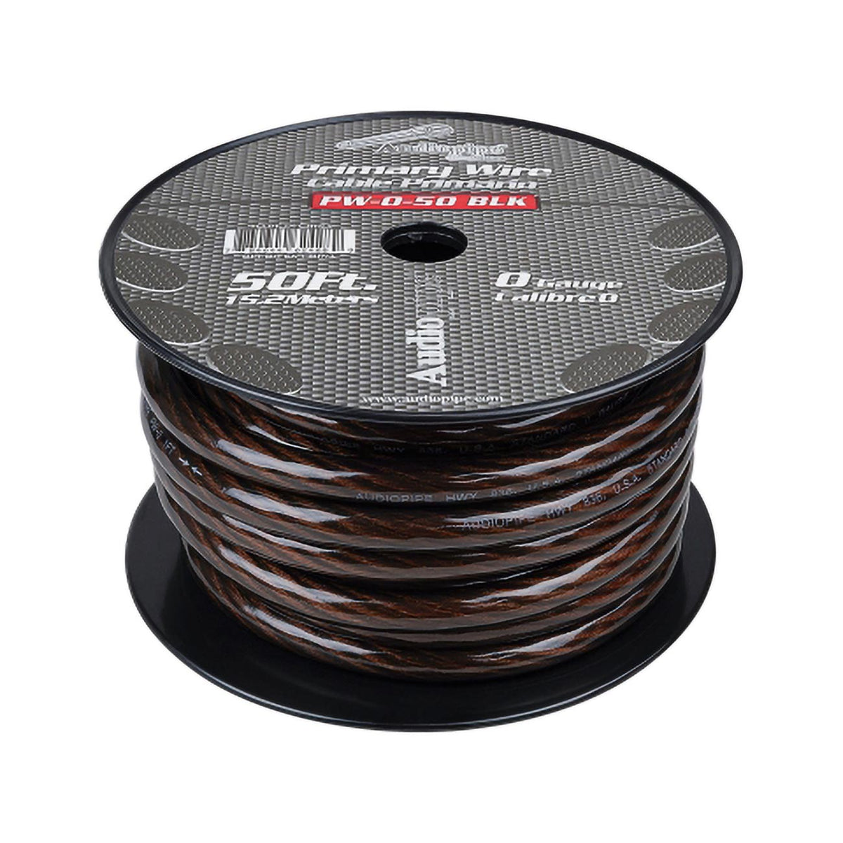 Audiopipe Power Cable 0-Gauge 50 Foot Spool – Black