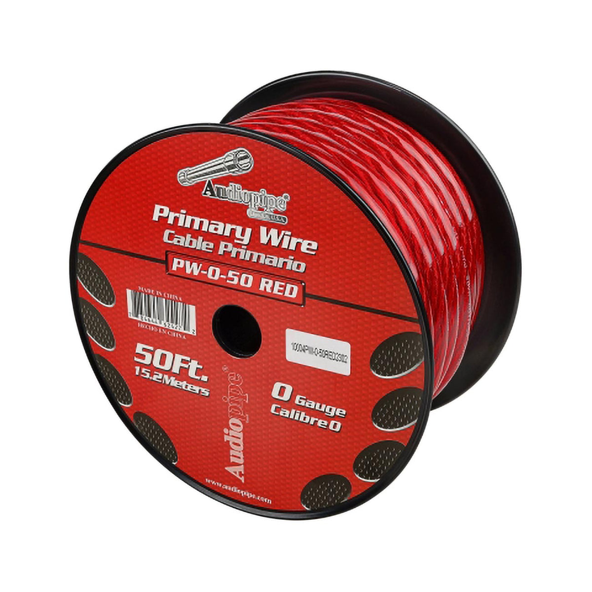 Audiopipe Power Cable 0-Gauge 50 Foot Spool – Red