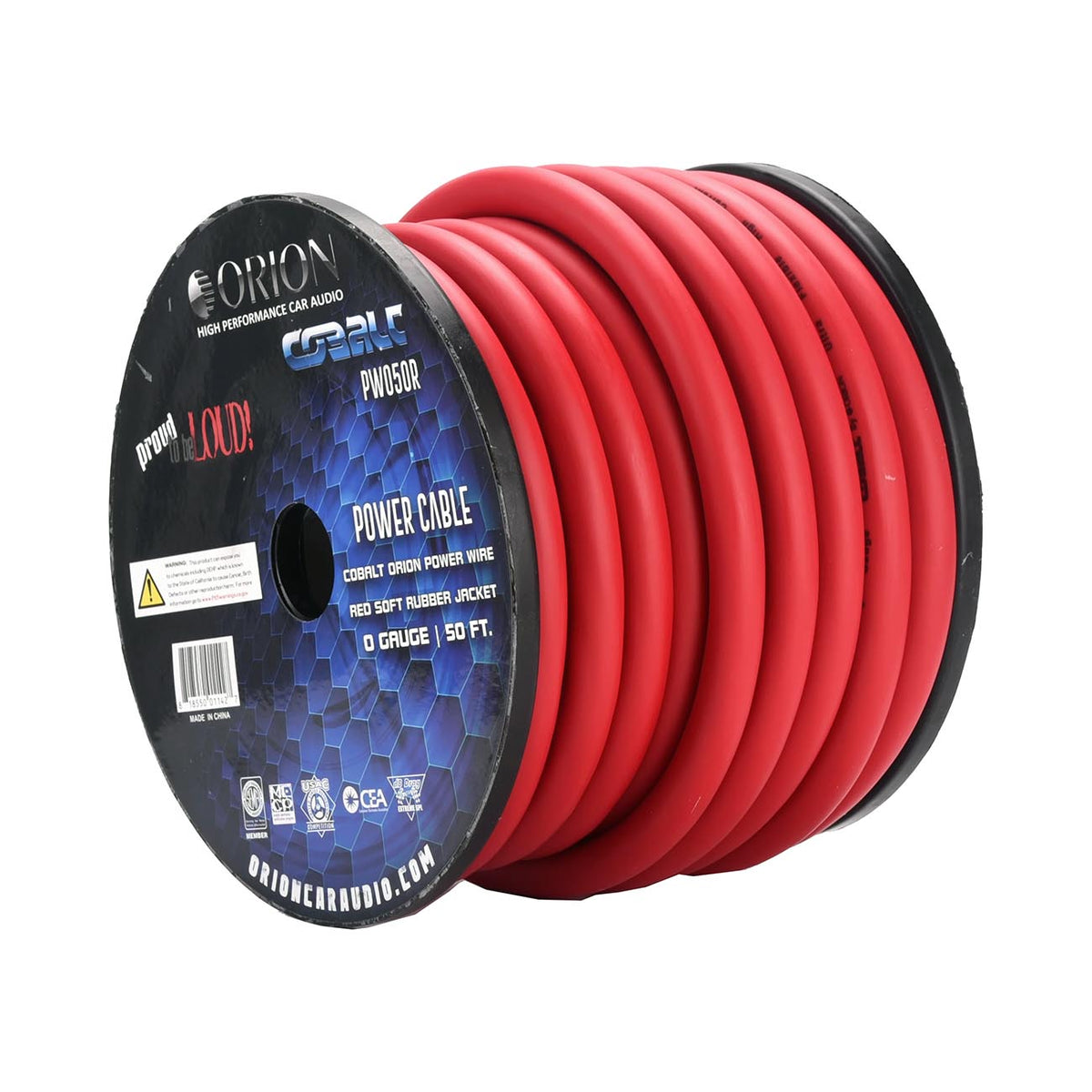 Orion Cobalt 0 Gauge CCA Wire – Red Jacket (50ft Roll)