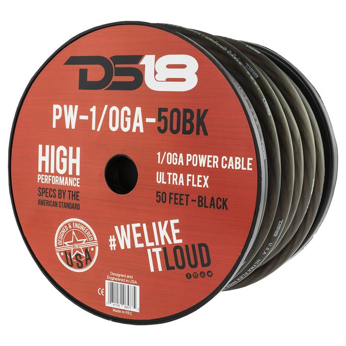 DS18 Ultra Flex CCA Power Wire 1/0 Gauge 50 Foot – Black