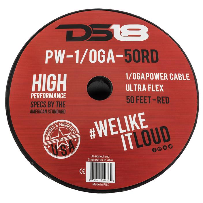 DS18 Ultra Flex CCA Power Wire 1/0 Gauge 50 Foot – Red