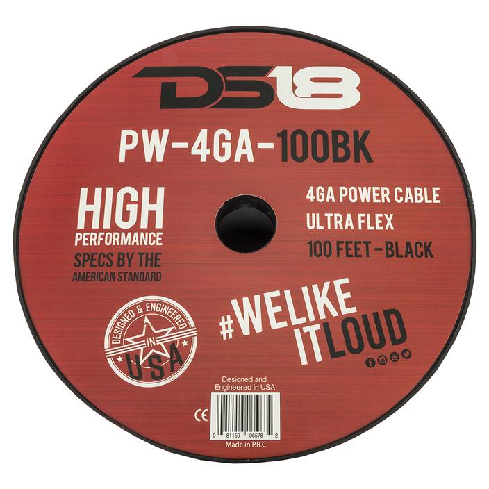 DS18 Ultra Flex CCA Power Wire 4 Gauge 100 Foot – Black