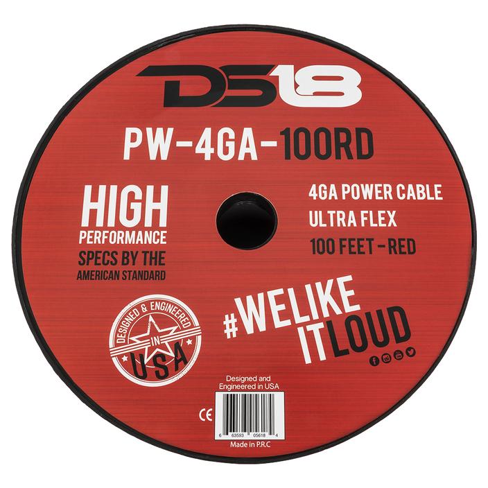 DS18 Ultra Flex CCA Power Wire 4 Gauge 100 Foot – Red