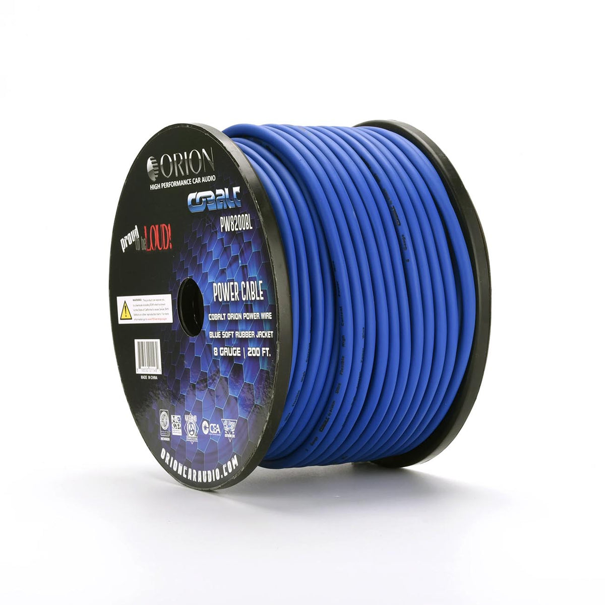 Orion Cobalt 8 Gauge 100% CCA Wire – Blue Jacket (200ft Roll)