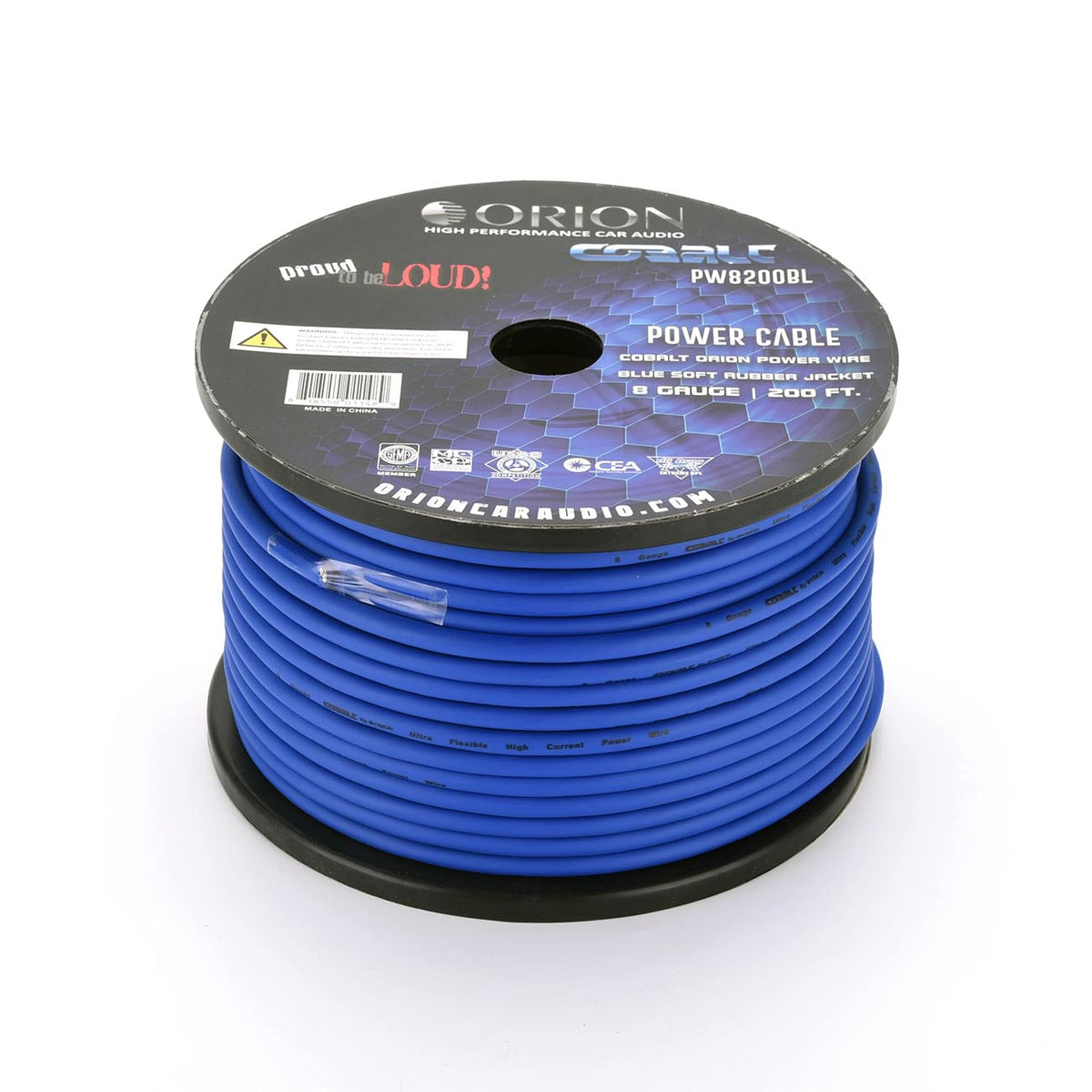 Orion Cobalt 8 Gauge 100% CCA Wire – Blue Jacket (200ft Roll)