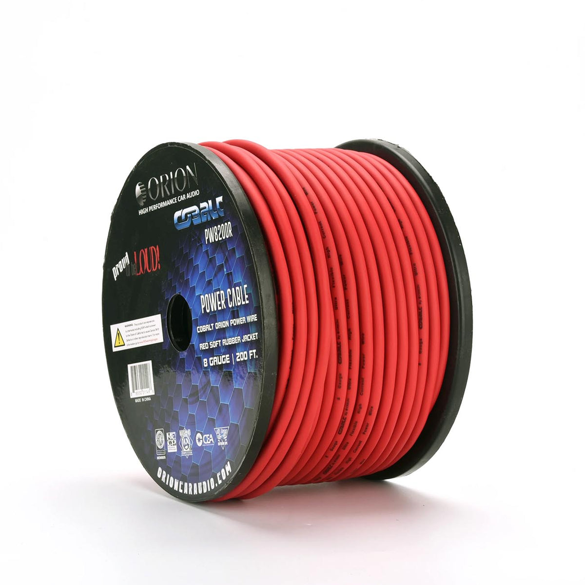 Orion Cobalt 8 Gauge 100% CCA Wire – Red Jacket (200ft Roll)