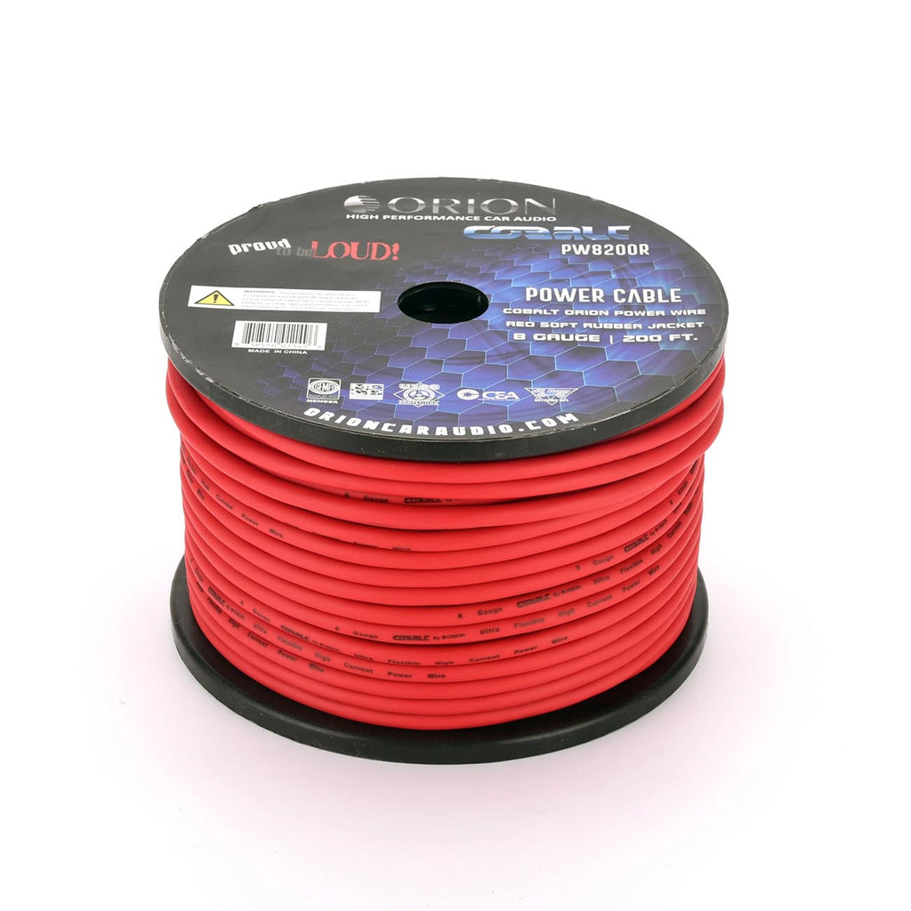 Orion Cobalt 8 Gauge 100% CCA Wire – Red Jacket (200ft Roll)