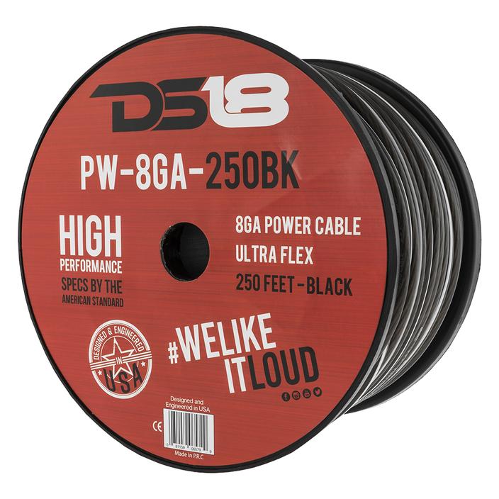 DS18 Ultra Flex CCA Power Wire 8 Gauge 250 Foot – Black