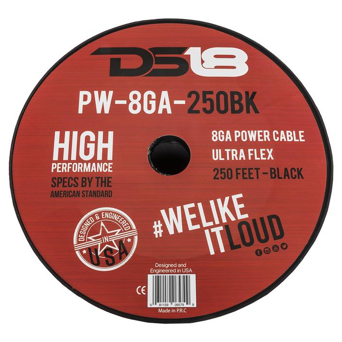 DS18 Ultra Flex CCA Power Wire 8 Gauge 250 Foot – Black
